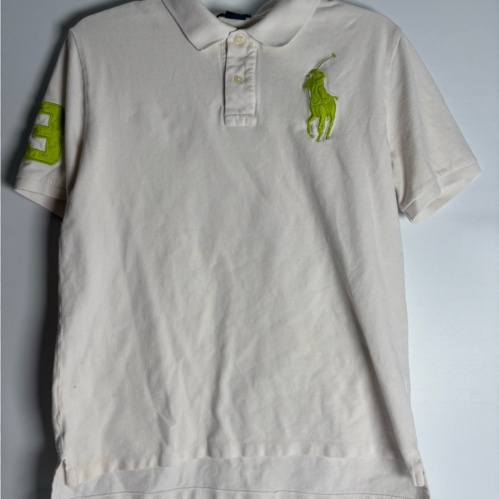 Ralph Lauren Green and White Polo Shirt with Classic Style